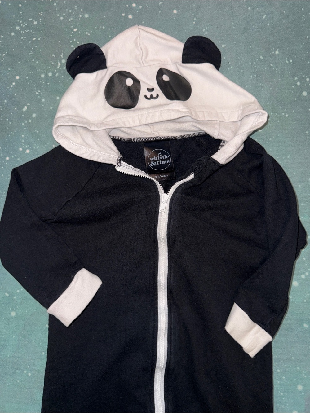 Whistle and flute Black & White Panda Hooded Zip-Up onesie 3 4 yo